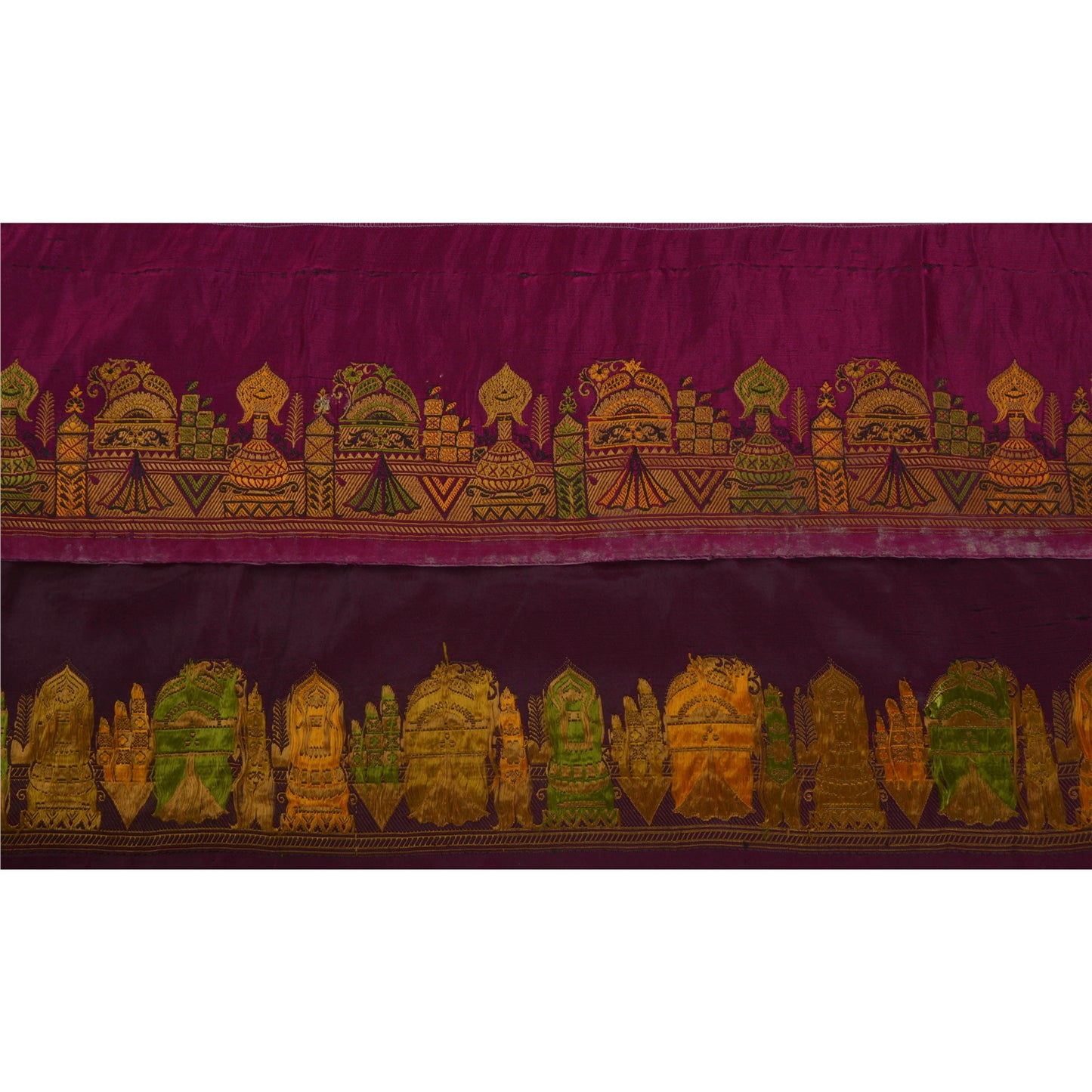 Sanskriti Vintage 1 Yd Sari Border Antique Woven Trim Sewing Purple Craft Lace