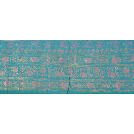 Sanskriti Vintage 1 YD Trim Sari Border Antique Woven Brocade Blue Sewing Lace