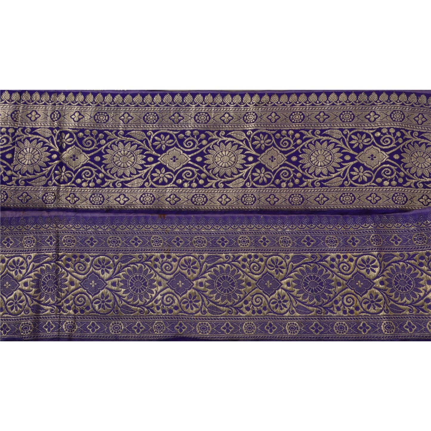 Sanskriti Vintage 1 YD Trim Sari Border Woven Brocade Blue Sewing Zari Lace