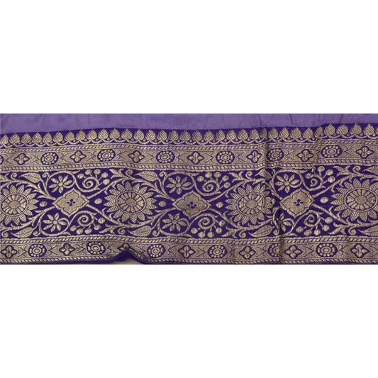 Sanskriti Vintage 1 YD Trim Sari Border Woven Brocade Blue Sewing Zari Lace