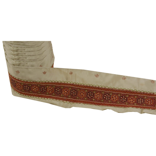 Sanskriti Vintage 1 YD Sari Border Hand Embroidered Zari Sewing Green Patch Lace