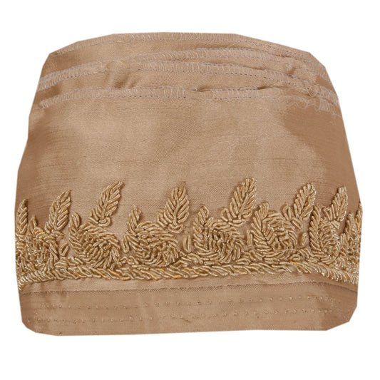 Sanskriti Vintage 1 Yd Sari Border Hand Embroidered Ribbon Brown Craft Lace