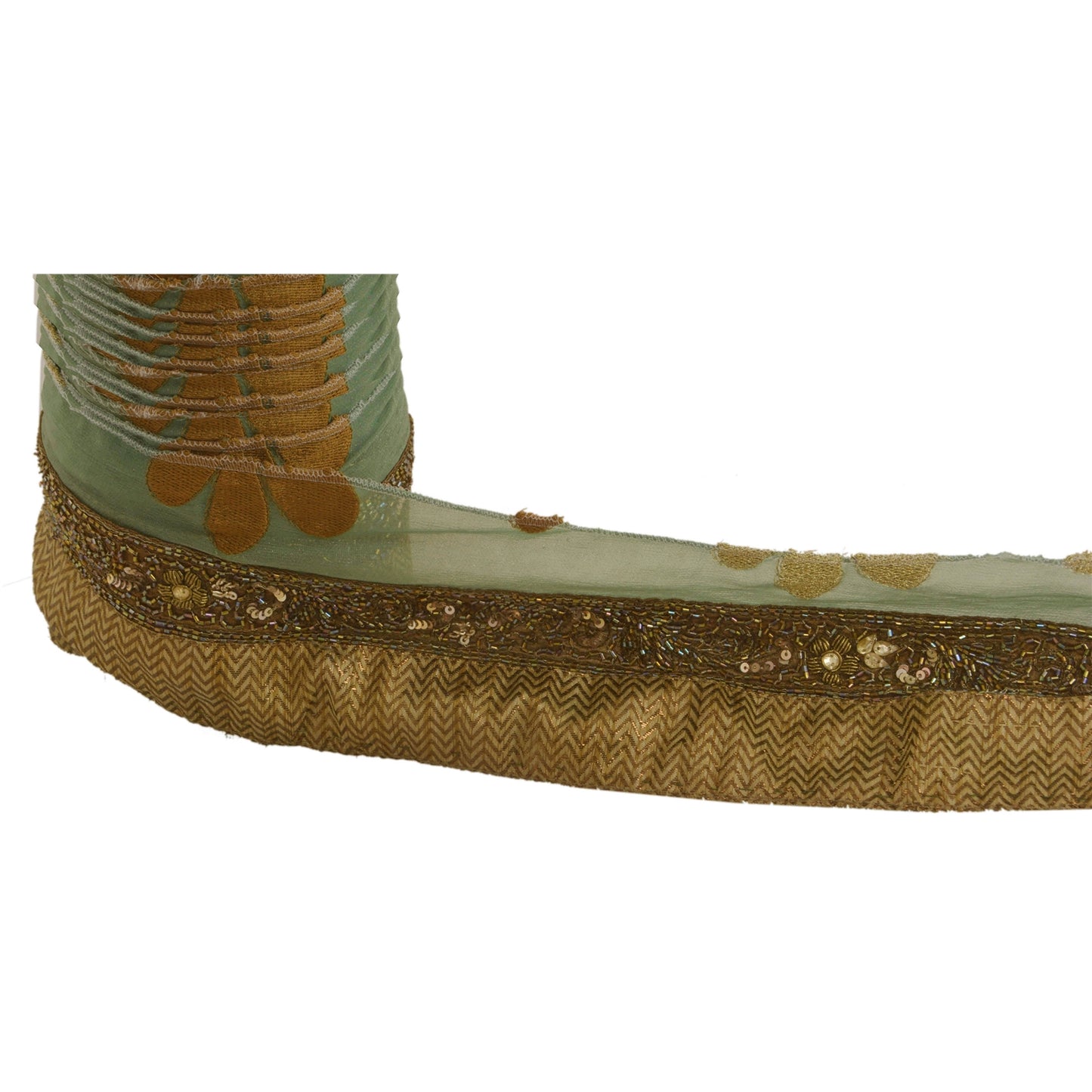 Sanskriti Vintage 1 Yd Sari Border Antique Hand Beaded Trim Sewing Golden Lace