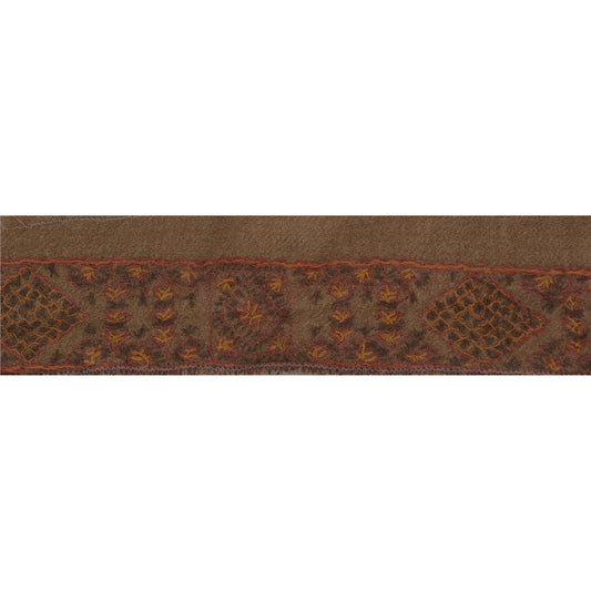 Sanskriti Vintage 1 Yd Sari Border Antique Sozani Work Craft Ribbon Brown Lace