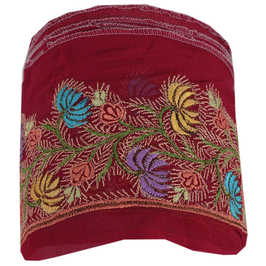 Sanskriti Vintage 1 YD Sari Border Embroidered Sewing Trims Craft Dark Red Lace