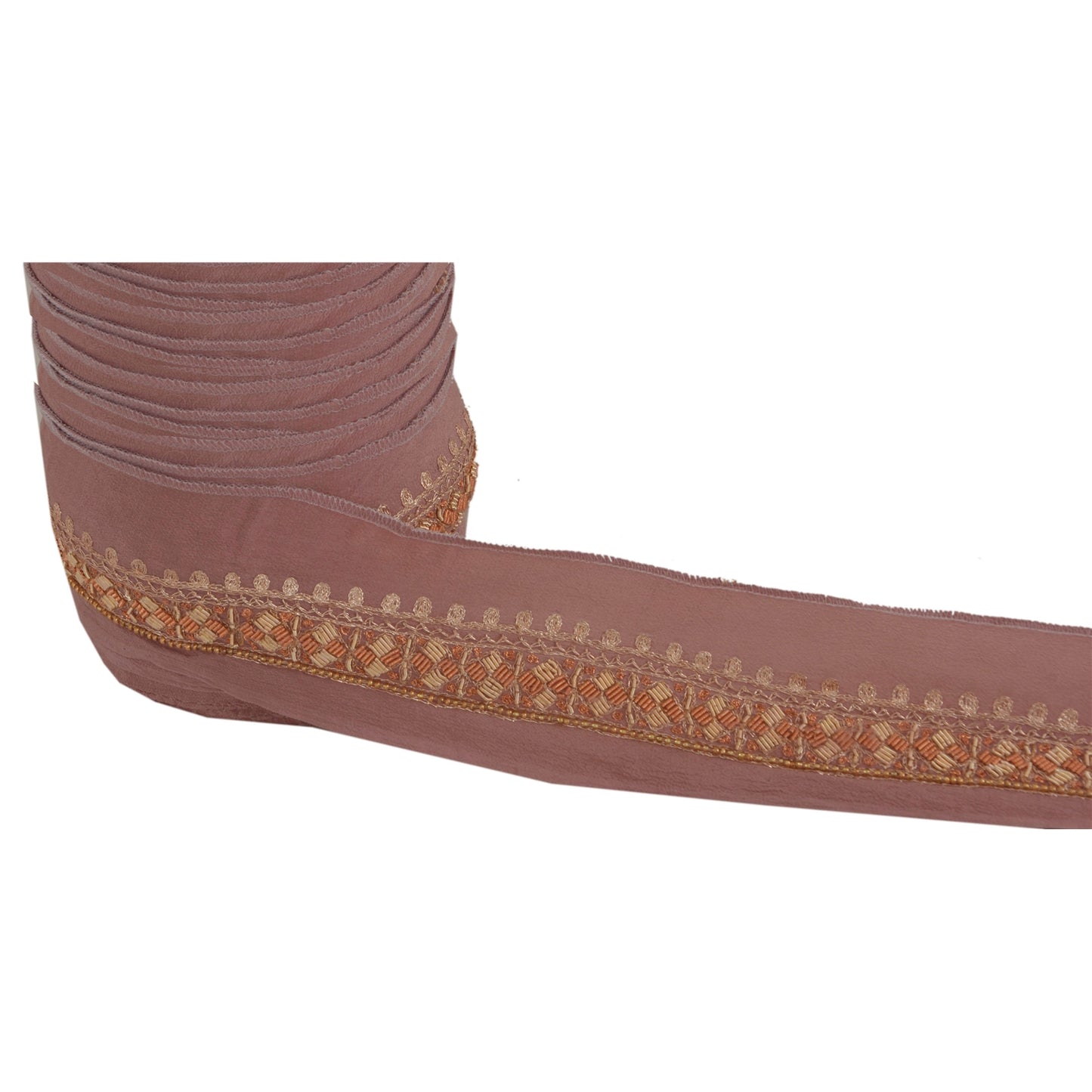 Sanskriti Vintage 1 YARD Sari Border Hand Beaded Zardozi Trim Sewing Purple Lace