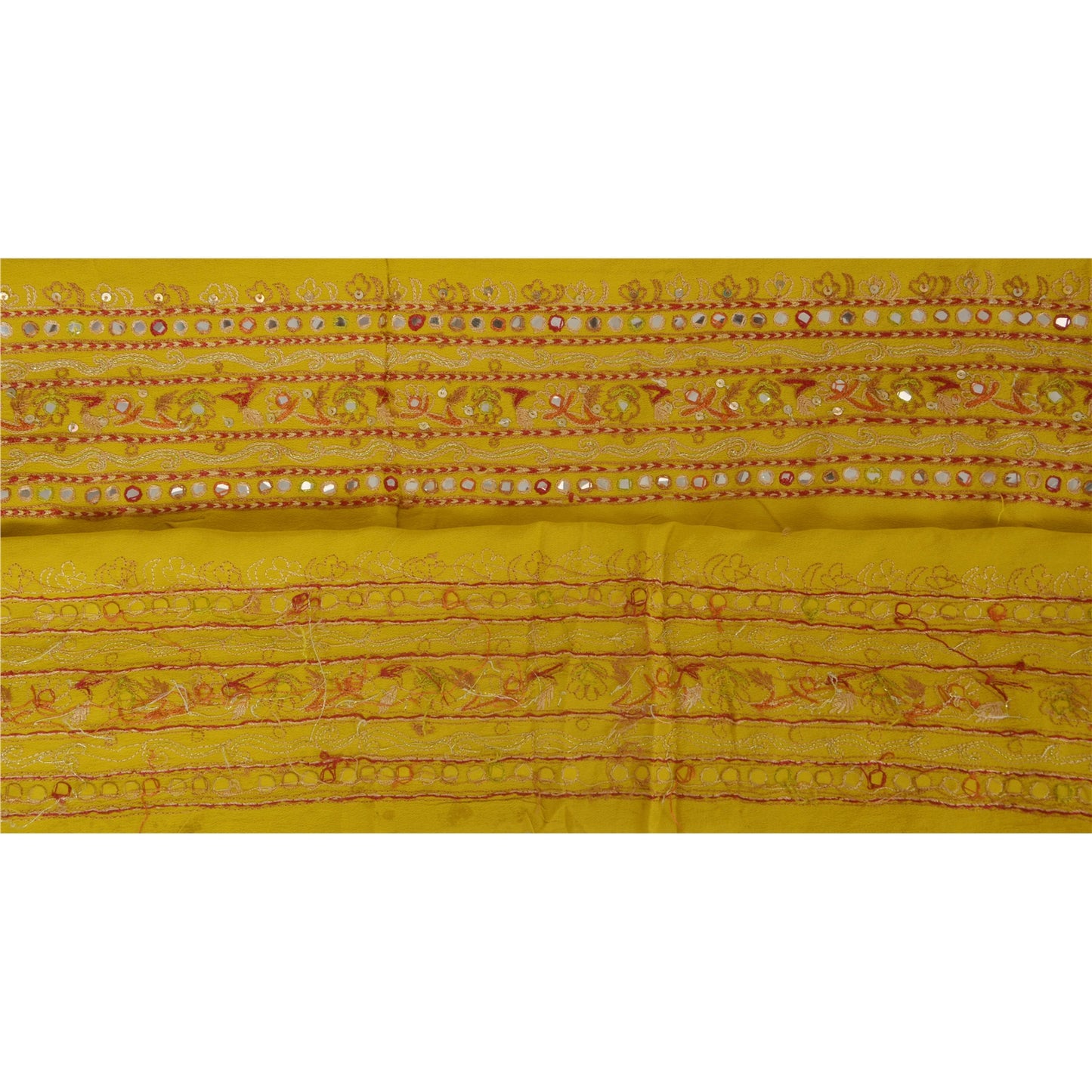 Sanskriti Vintage 1 YD Sari Border Antique Hand Beaded Trim Sewing Green Lace