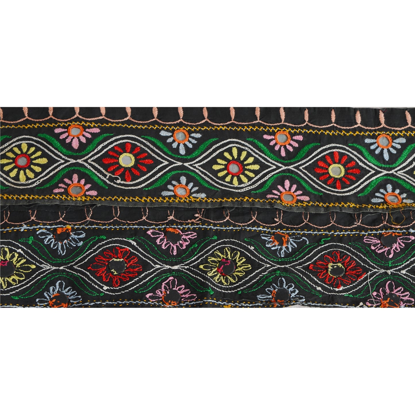 Sanskriti Vintage 1 Yd Sari Border Antique Hand Embroidered Kutch Sewing Lace