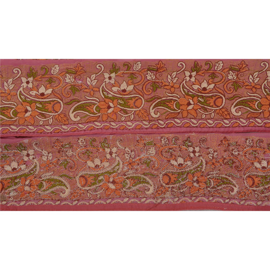 Sanskriti Vintage 1 Yd Sari Kant Broderet Håndværk Syning Lilla Dekor Blonde