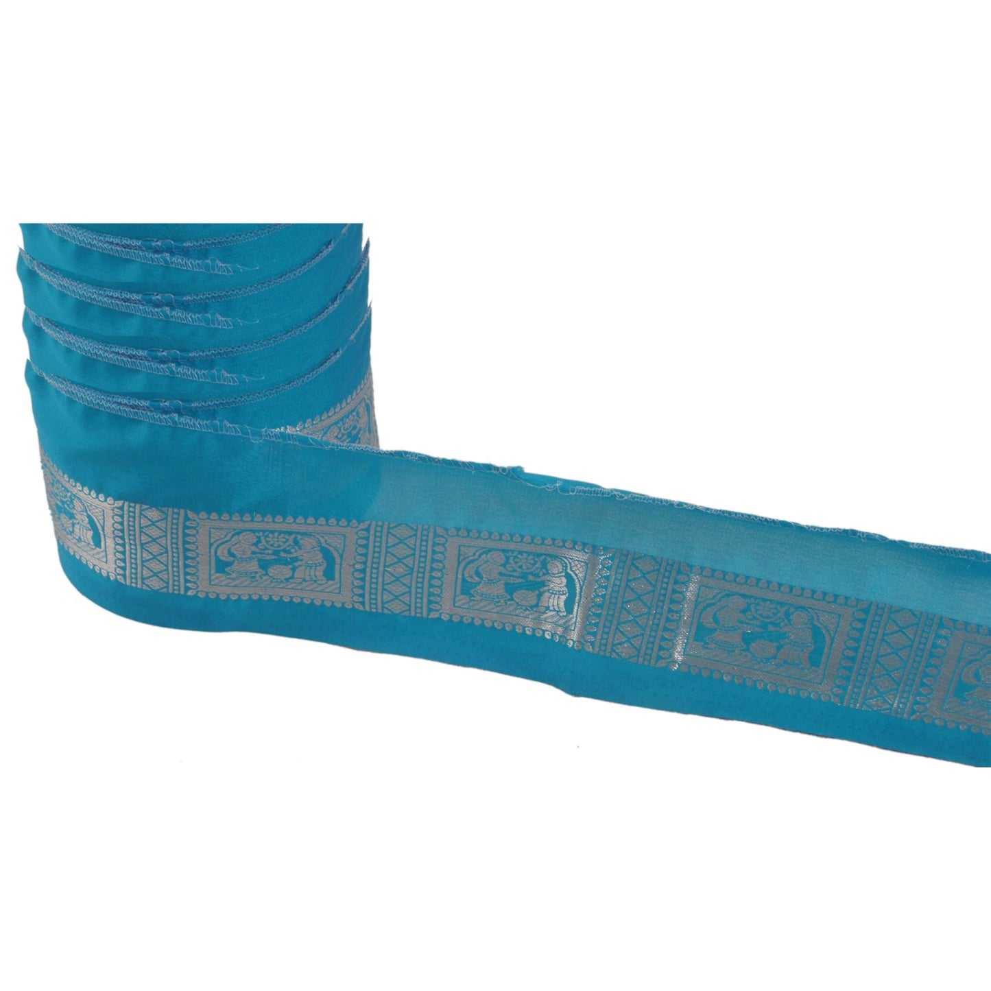 Санскрити Винтаж 1 ярд отделка сари кайма тканая парча рукоделие шитье синее кружево