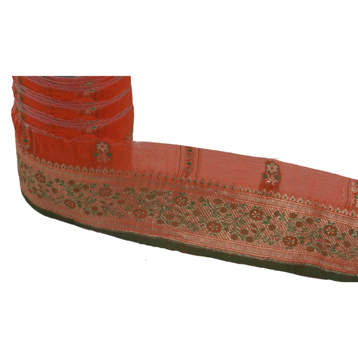 Sanskriti Vintage 1 Yd Trim Sari Border Woven Brocade Craft Sewing 2.5W Lace