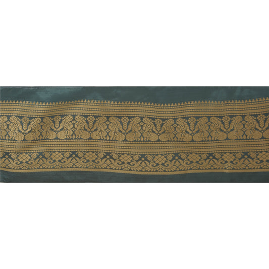 Sanskriti Vintage 1 Yd Sari Border Antique Woven Trim Sewing Green Craft Lace