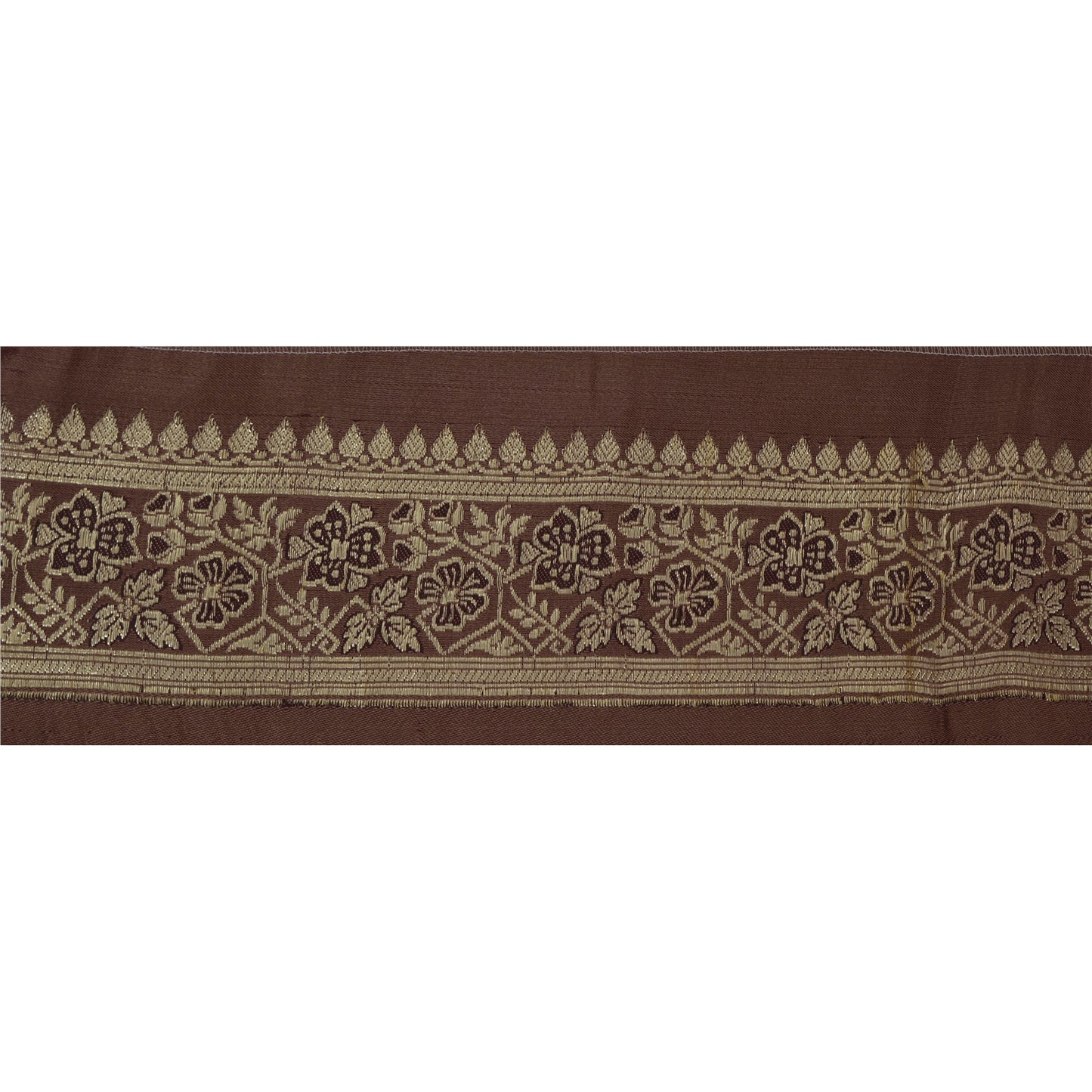 Sanskriti Vintage 1 YD Trim Sari Border 2.5W Brocade Craft Sewing Brown Lace