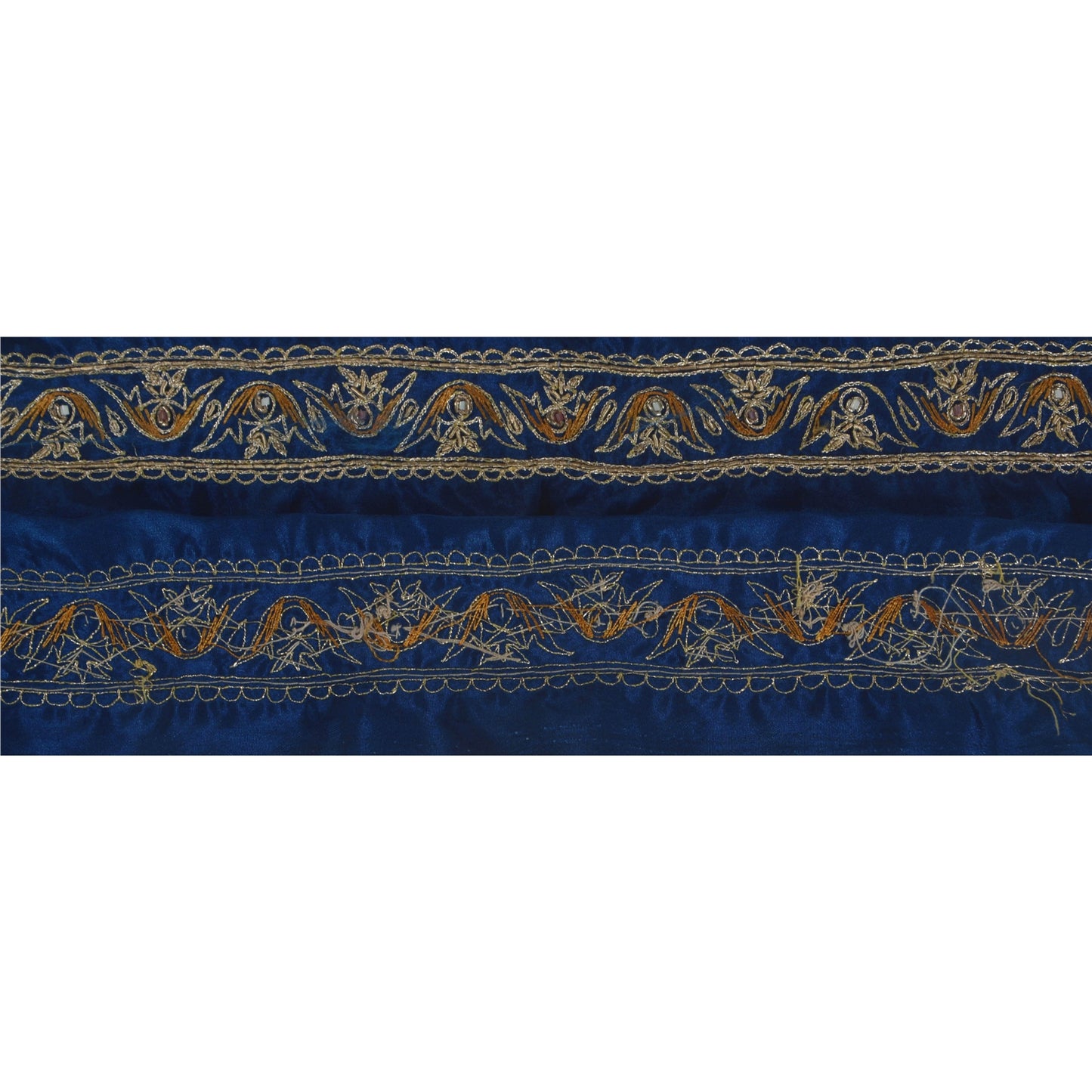 Sanskriti Vintage 1 Yd Sari Border Antique Hand Beaded Trim Ribbon Black Lace