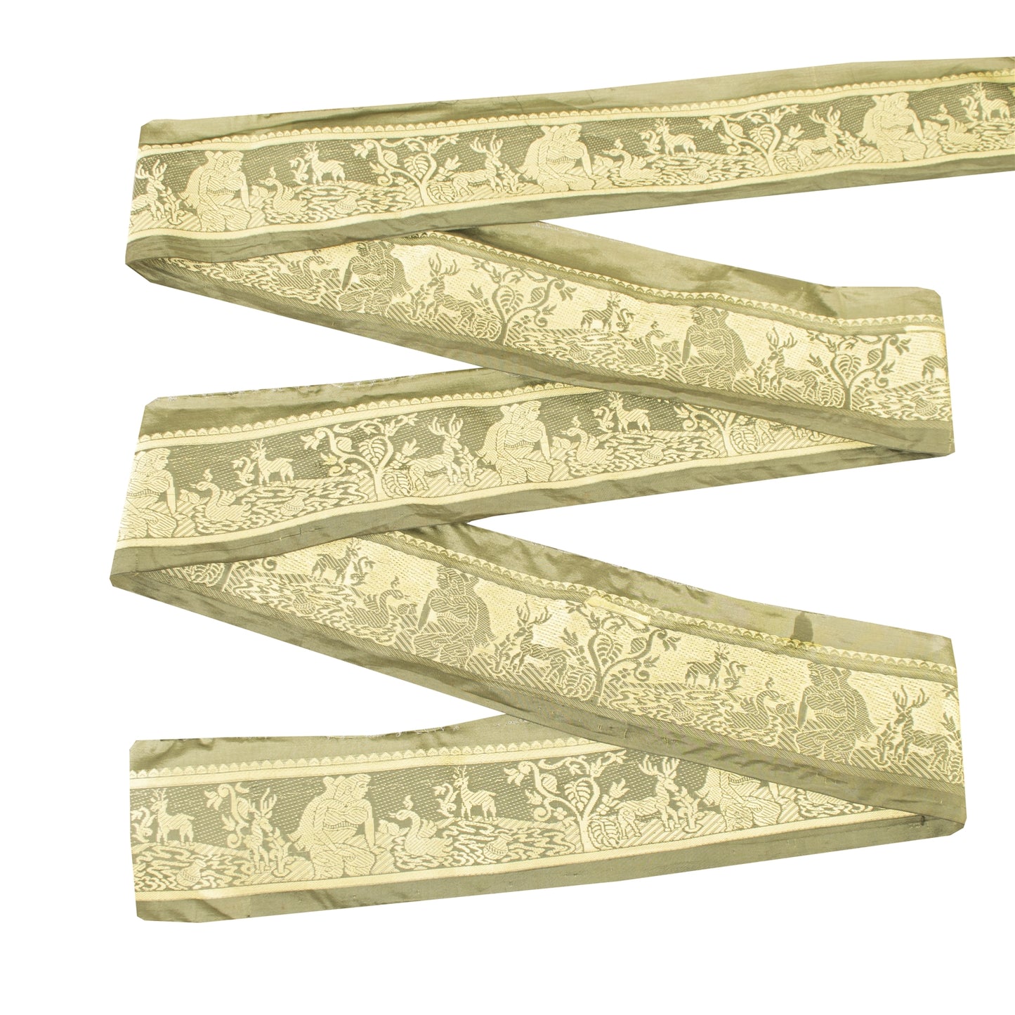 Sanskriti Vintage 1 Yd Saree/Sari Border Baluchari Trim Sewing Green Craft Lace