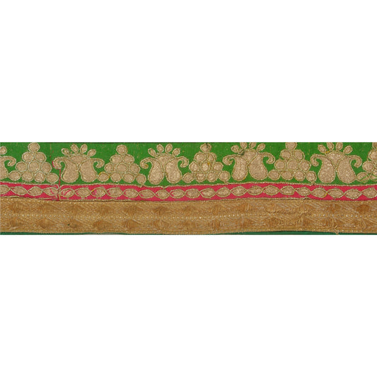 Sanskriti Vintage 1 Yd Bandhani Sari Border Embroidered Sewing Craft Trim Lace