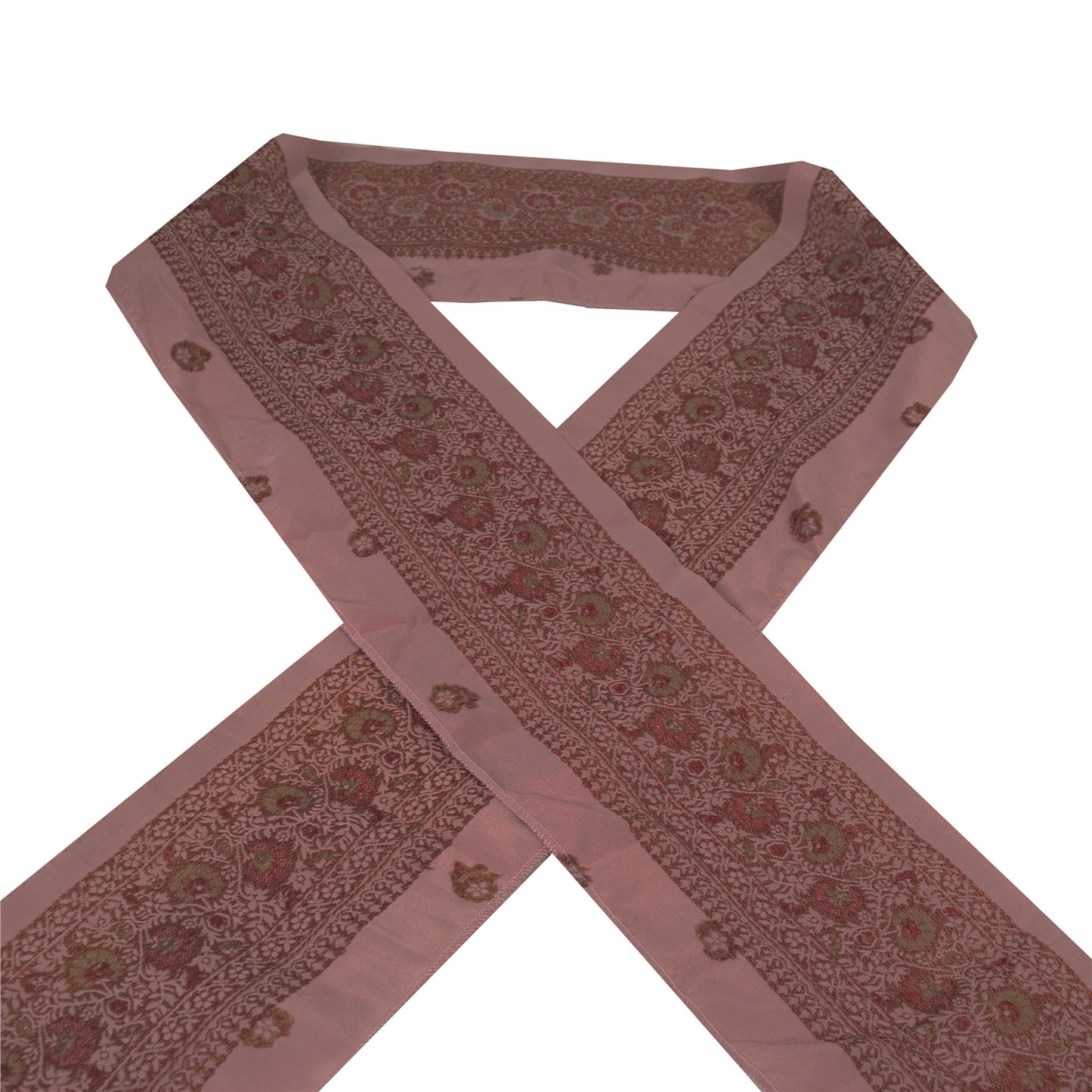 Sanskriti Vintage 1 YD Sari Border Antique Woven Trim Sewing Pink Craft Lace 3"W