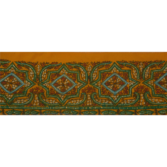 Sanskriti Vintage 1 Yd Sari Border Antique Hand Embroidered Suzni Orange Lace