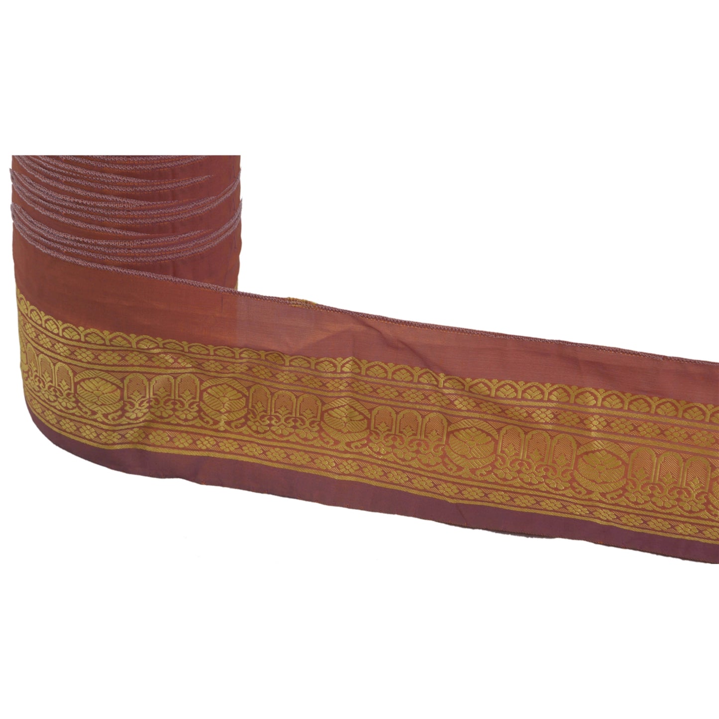 Sanskriti Vintage 1 Yd Sari Border Antique Woven Trim Sewing Peach Craft Lace