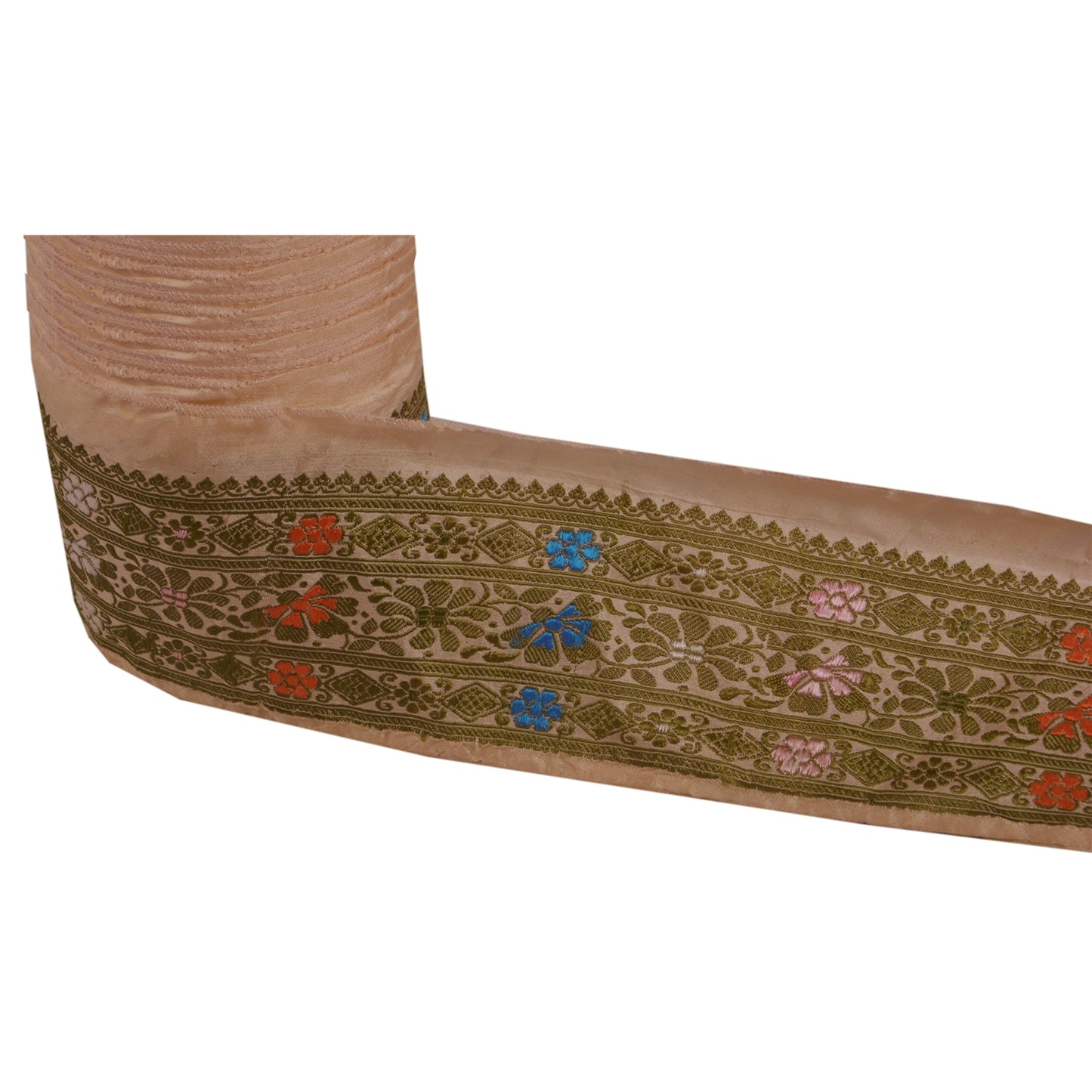 Sanskriti Vintage 1 Yd Sari Border Antique Woven Trim Sewing Cream Craft Lace