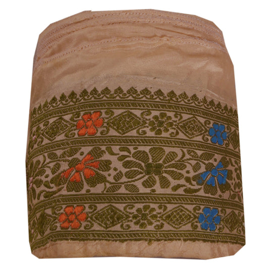 Sanskriti Vintage 1 Yd Sari Border Antique Woven Trim Sewing Cream Craft Lace