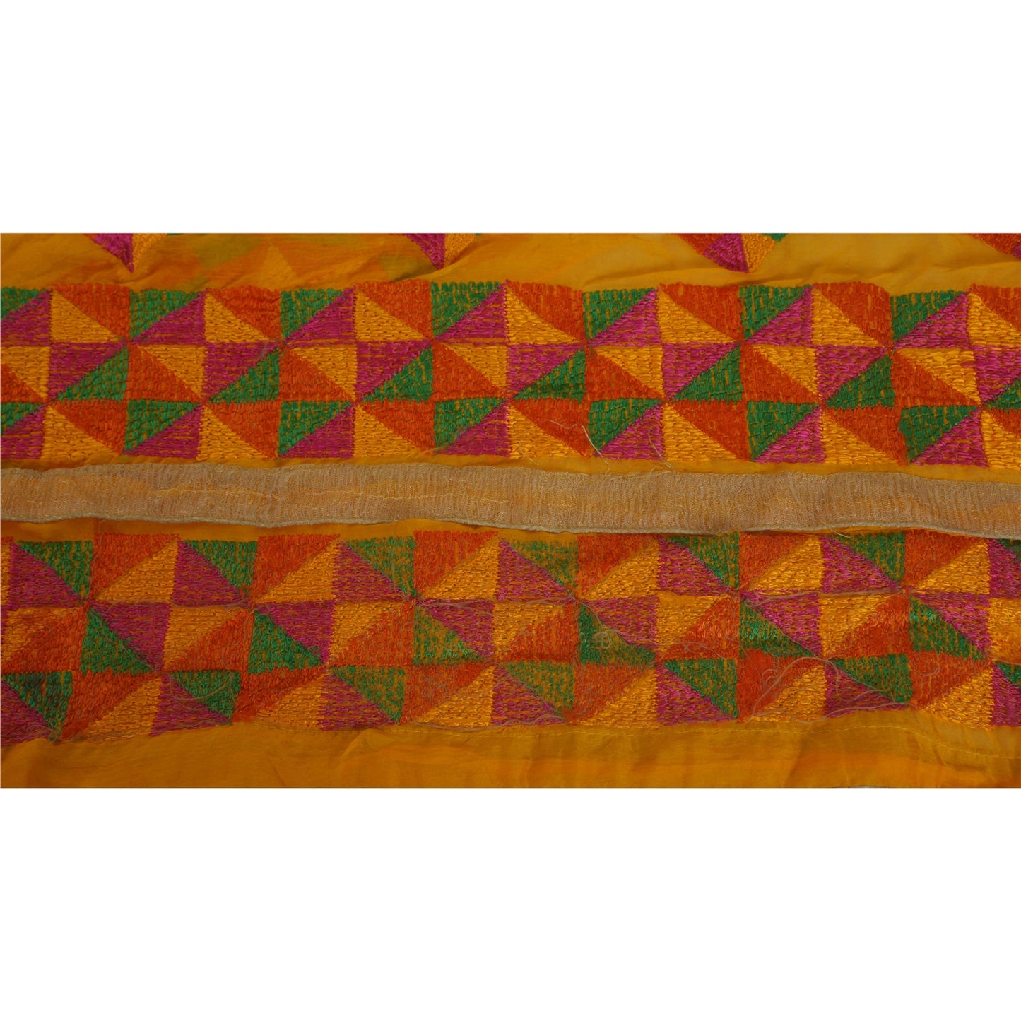 Sanskriti Vintage 1 Yd Bagh Phulkari Sari Border Embroidered Sewing Craft Lace