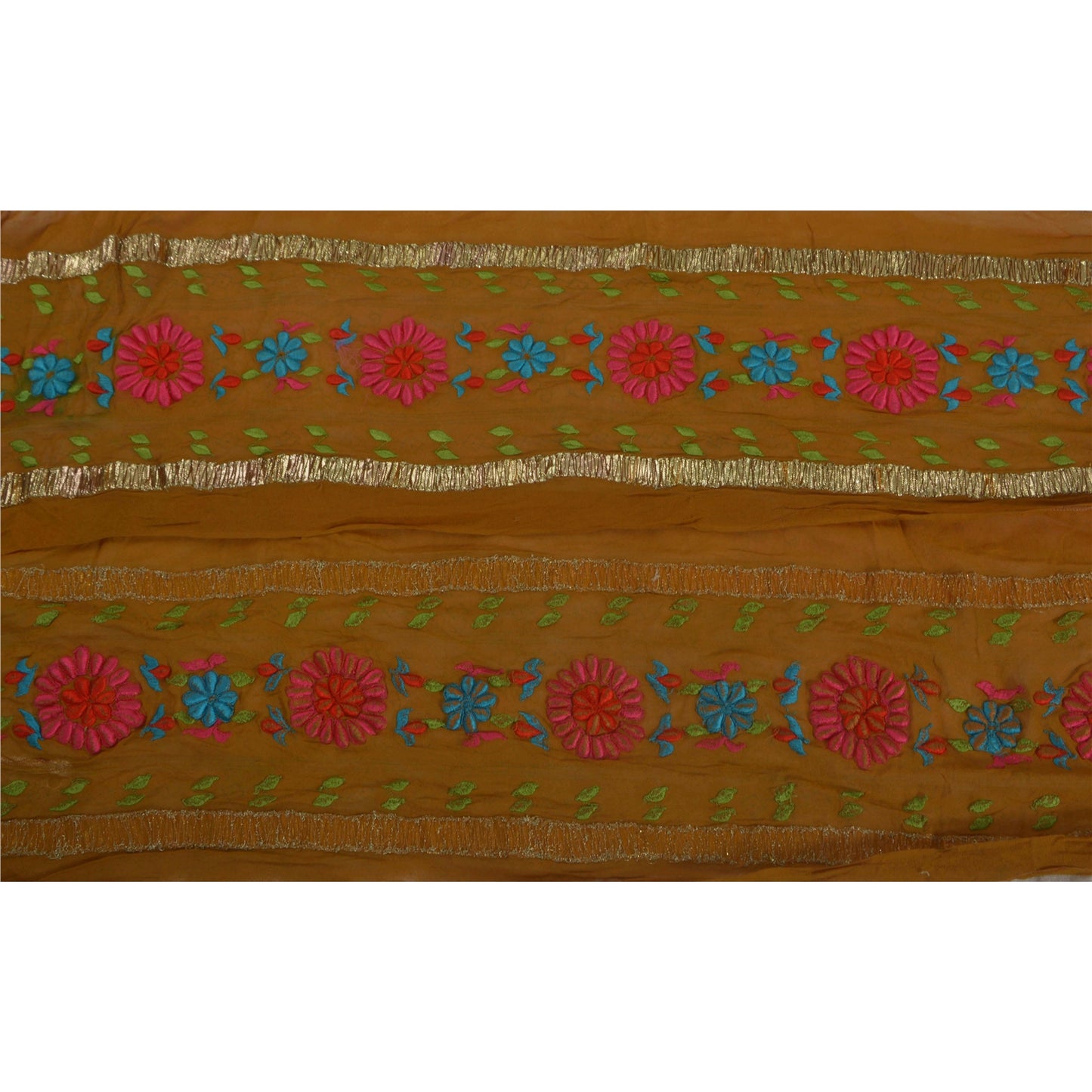 Sanskriti Vintage Sari Border Craft Green Trim Embroidered Sewing Gota 1Yd Lace