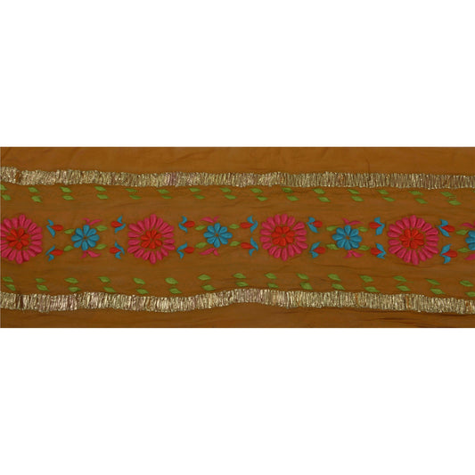 Sanskriti Vintage Sari Border Craft Green Trim Embroidered Sewing Gota 1Yd Lace