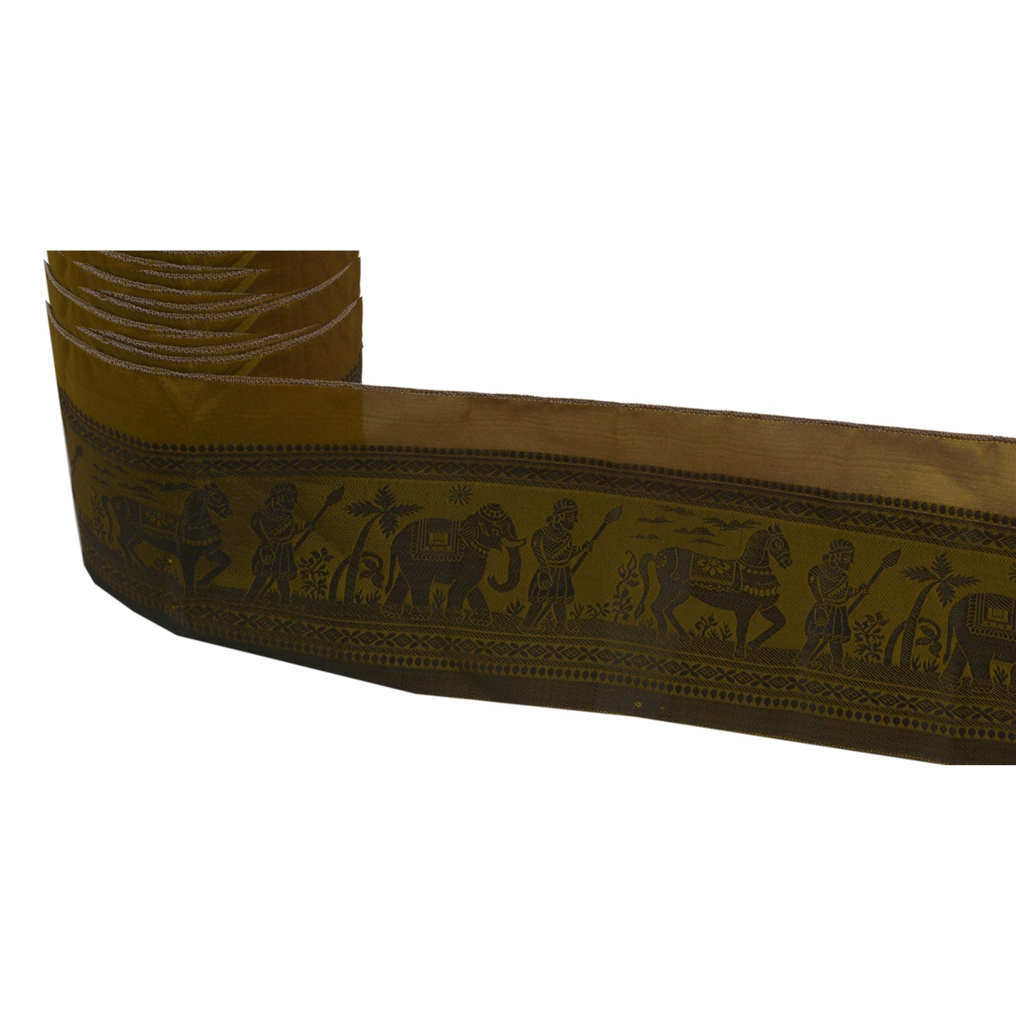 Sanskriti Vintage Green Sari Border 1 Yd Brocade 3.2W Craft Trim Sewing Lace