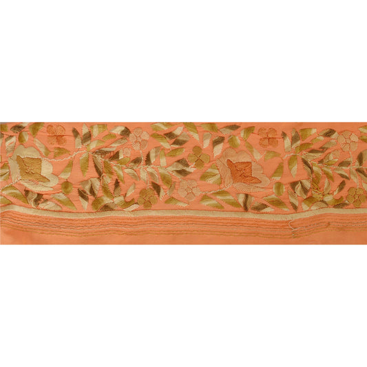 Sanskriti Vintage Parsee Sari Border Craft Pink Trims Embroidered 1 YD Lace