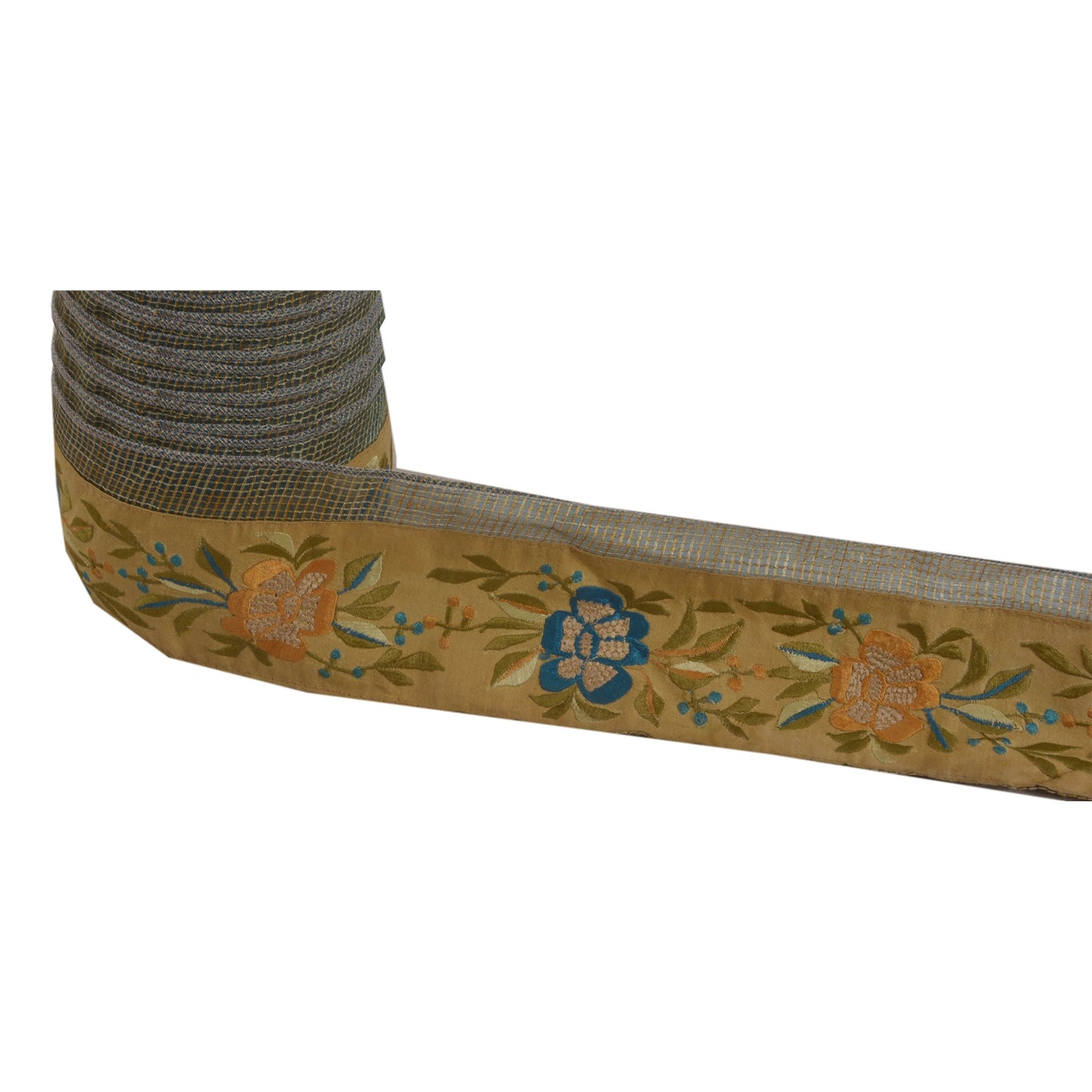 Sanskriti Vintage Cremefarvet Sari Kant Broderet 1 Yard Håndværkskant Syblonde