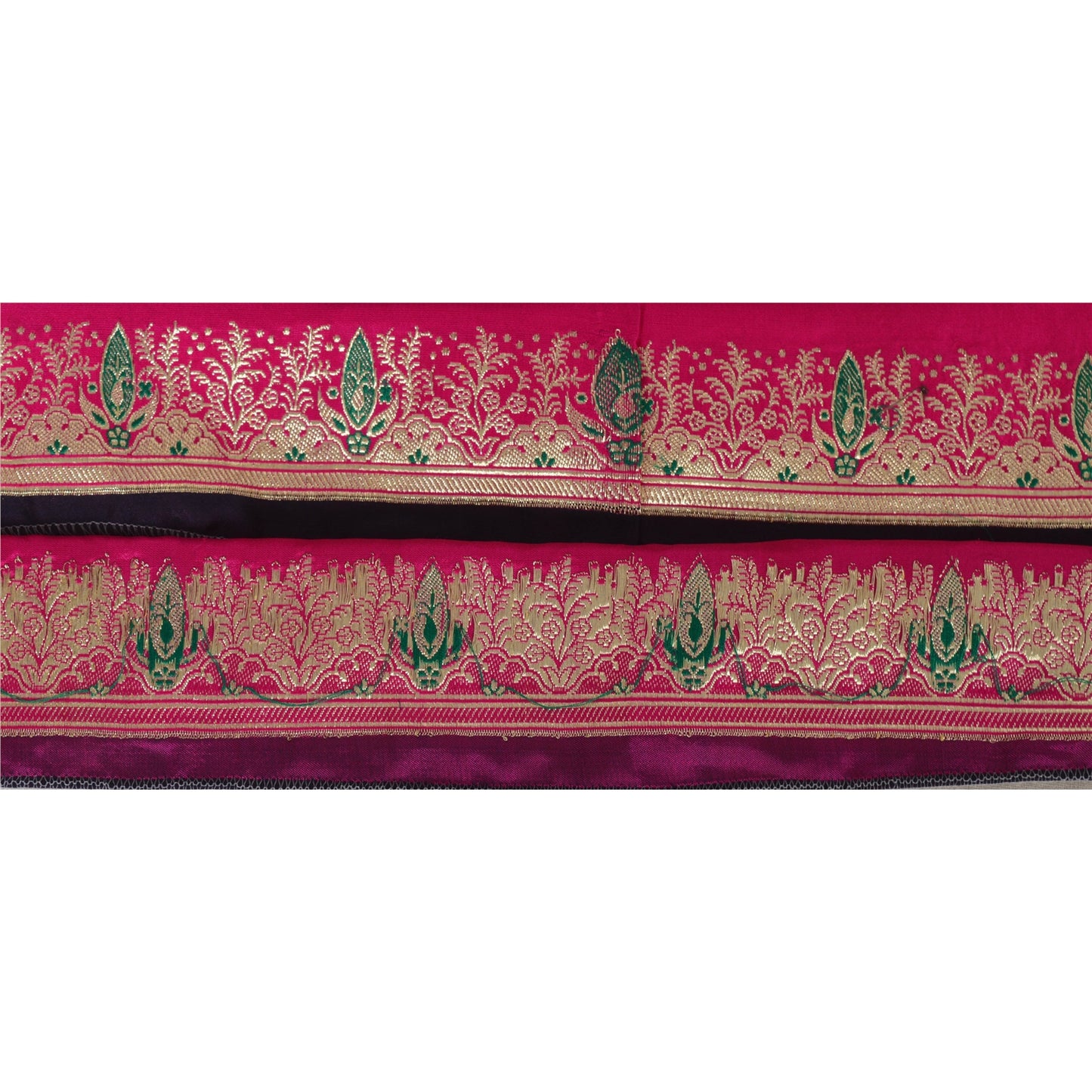 Sanskriti Vintage Pink Sari Border Woven Brocade 1 Yd Craft Trim Sewing Lace