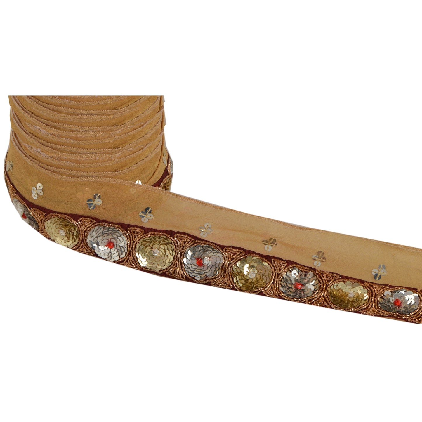 Sanskriti Vintage Sari Border 1 Yd Craft Cream Trim Hand Beaded Sewing Lace