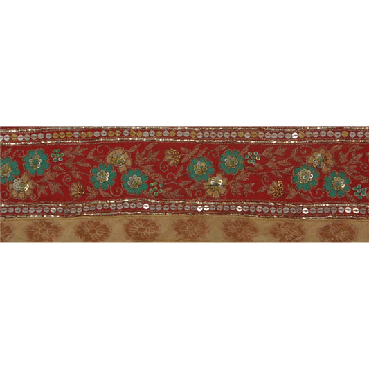 Sanskriti Vintage Sari Border Hand Beaded 1 Yd Craft Trim Sewing Decor Lace