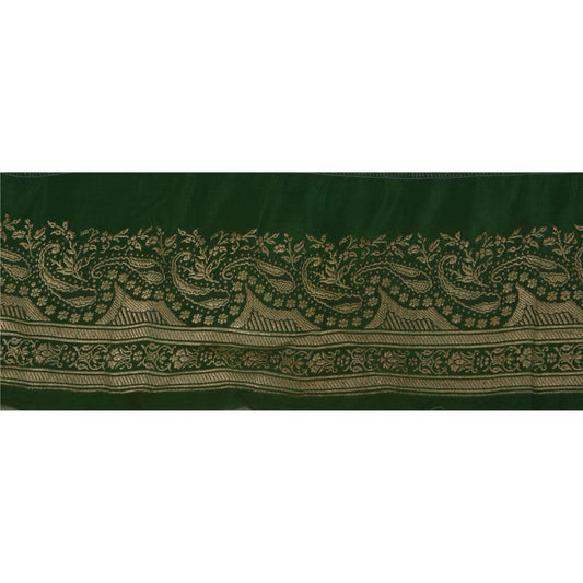 Sanskriti Vintage 1 YD Trim Green Sari Border 3.2W Brocade Craft Sewing Lace