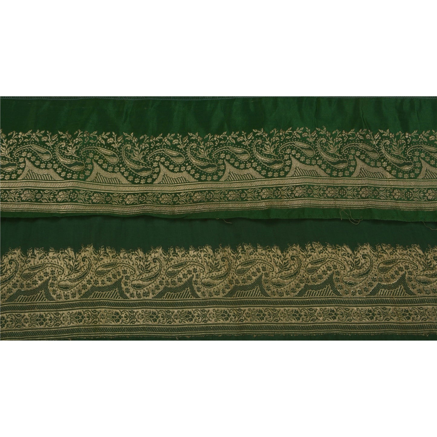 Sanskriti Vintage 1 YD Trim Green Sari Border 3.2W Brocade Craft Sewing Lace
