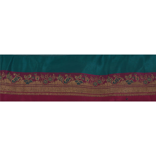 Sanskriti Vintage 1 Yd Trim Pink Sari Satin Silk Woven Brocade Craft Ribbon Lace