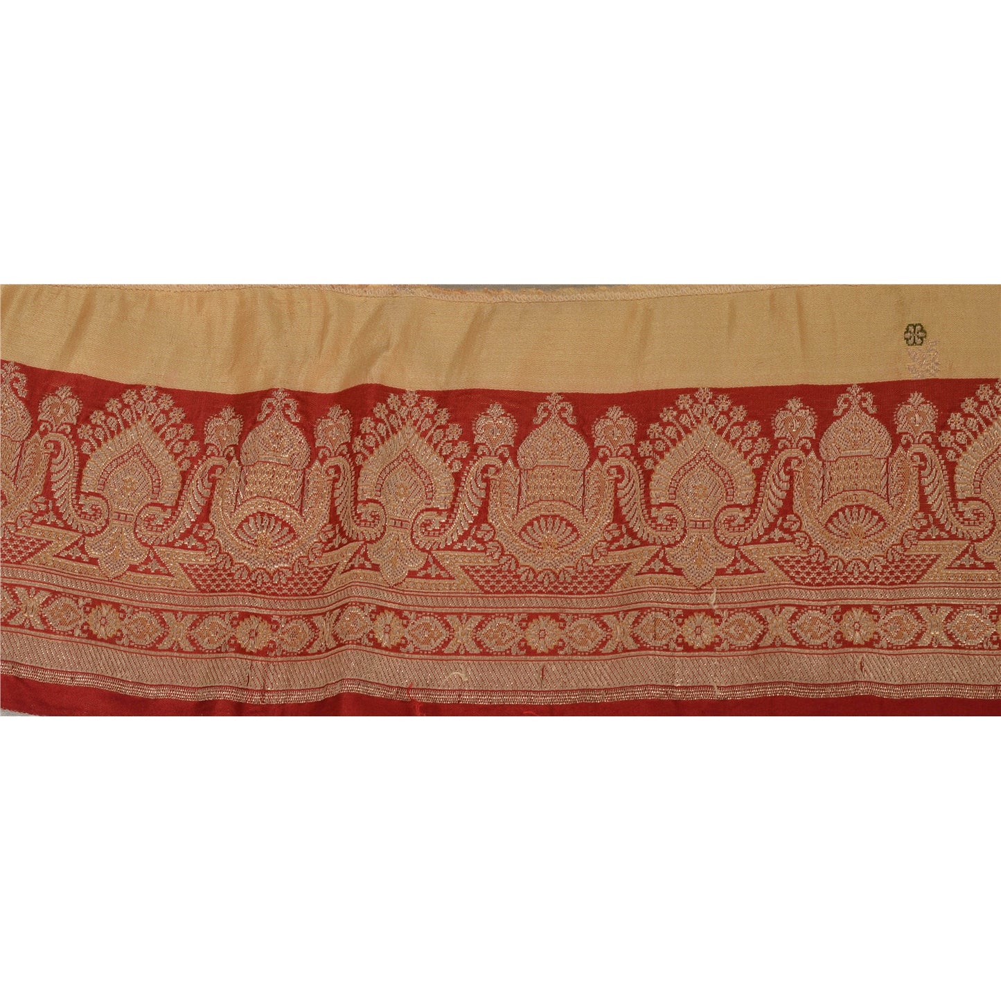 Sanskriti Vintage 1 Yd Trim Cream Sari Border Woven Brocade Craft Sewing Lace