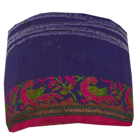 Sanskriti Vintage 1 Yd Sari Border Woven Trim Sewing Blue Parrot Craft Lace