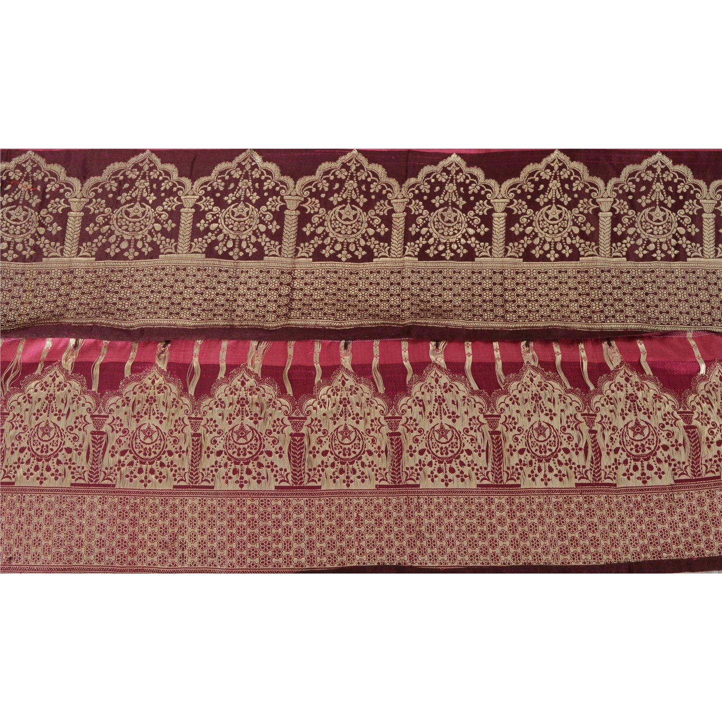 Sanskriti Vintage 1 Yd Trim Brown Sari Border Woven Brocade Craft Sewing Lace