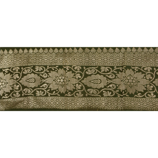 Sanskriti Vintage 1 Yd Trim Green Sari Border Woven Brocade Craft Sewing Lace