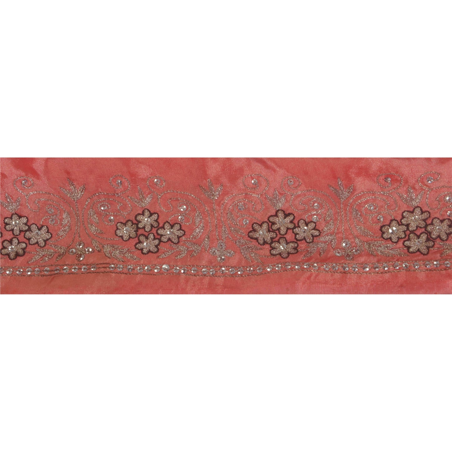 Sanskriti Vintage Pink Sari Kant Håndperlet Indisk Håndværkskant 1 Yard Blonde