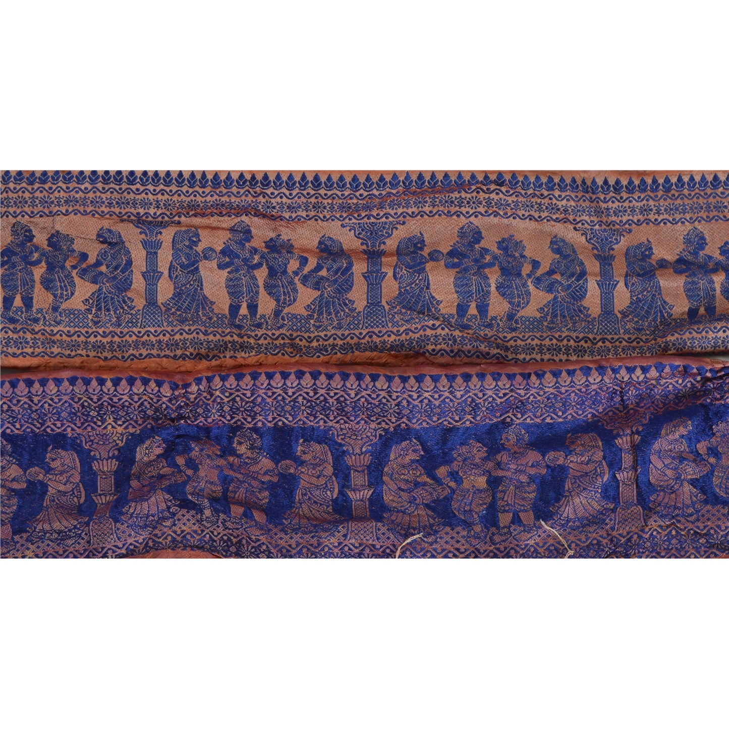 Sanskriti Vintage 1 Yd Brown Sari Border Woven Baluchari Trim Sewing Craft Lace