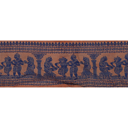 Санскритское винтажное коричневое сари 1 ярд с каймой, тканое белучари с отделкой, швейное кружево для рукоделия