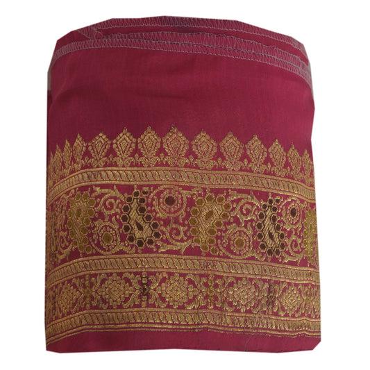 Sanskriti Vintage 1 Yd Trim Sari Border Woven Brocade Craft Sewing Pink Lace