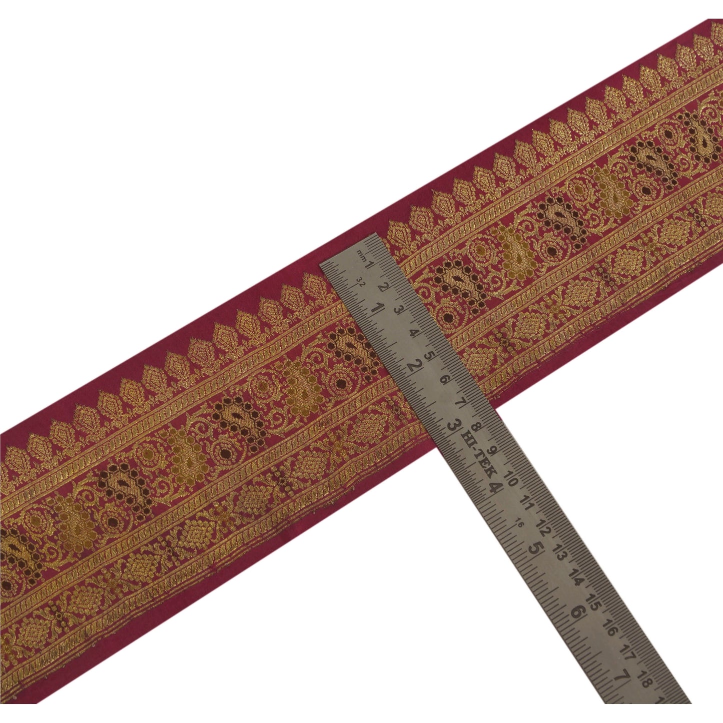 Sanskriti Vintage 1 Yd Trim Sari Border Woven Brocade Craft Sewing Pink Lace