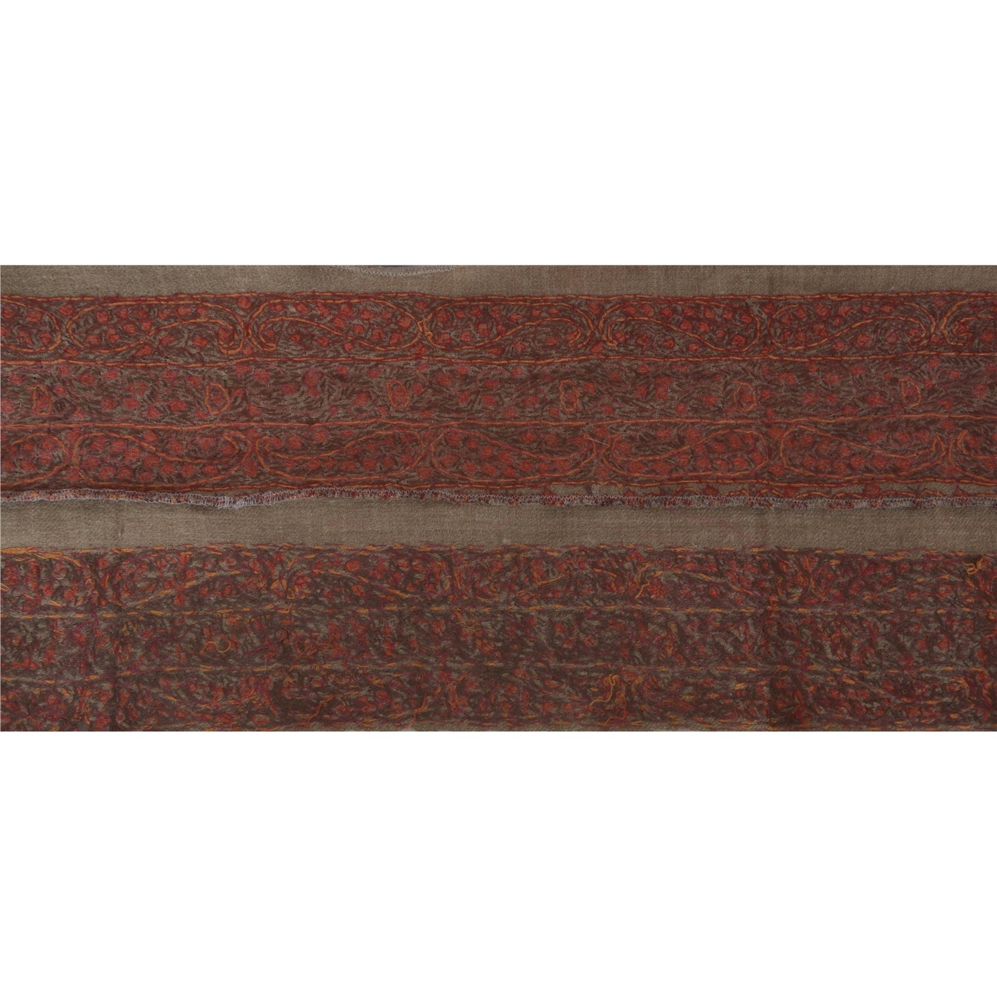 Sanskriti Vintage 1 Yd Trim Sari Border Hand Embroidered Suzani Craft Brown Lace