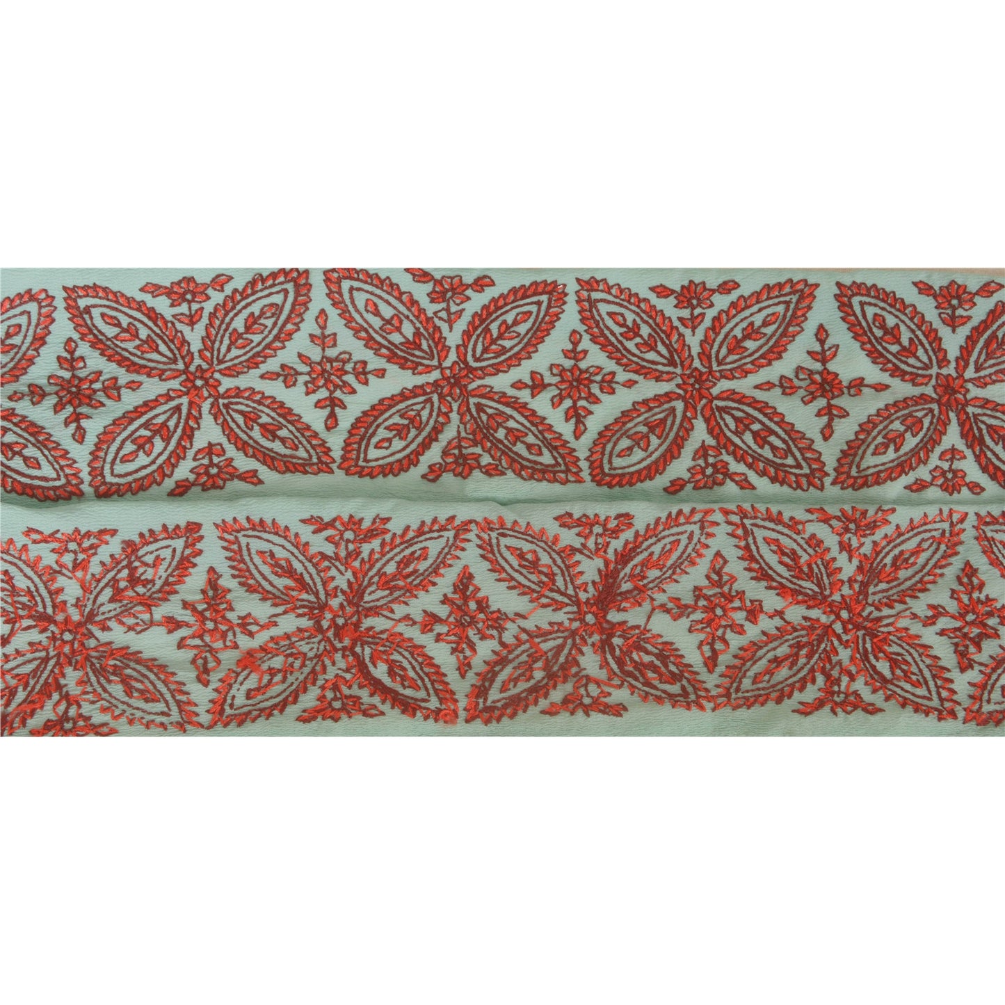 Sanskriti Vintage 1 Yd Trim Sari Border Hand Embroidered Suzani Craft Blue Lace