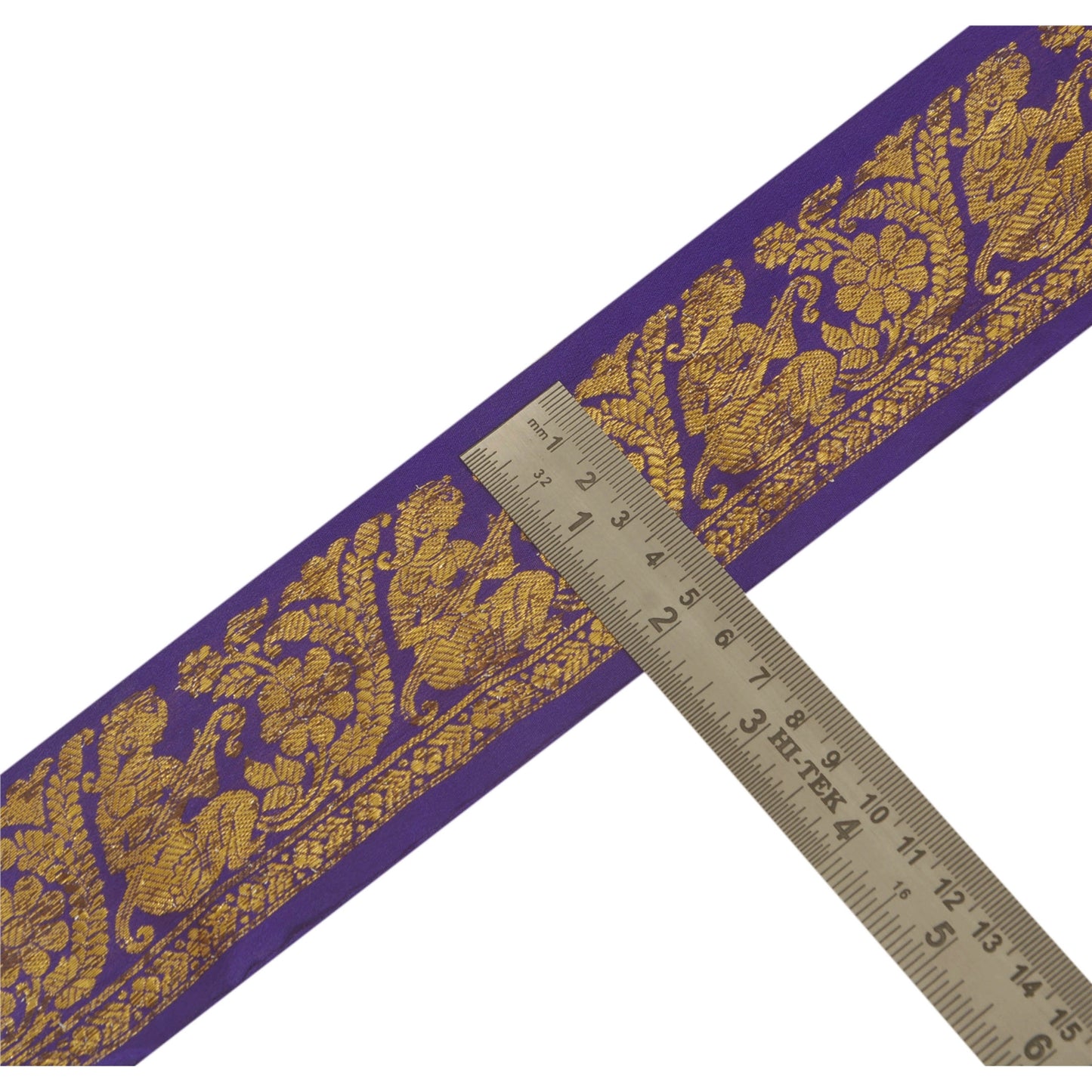 Sanskriti Vintage 1 Yd Trim Sari Border Woven Brocade Craft Sewing Blue Lace