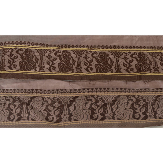 Sanskriti Vintage 1 Yd Sari Border Woven Baluchari Trim Sewing Brown Lace